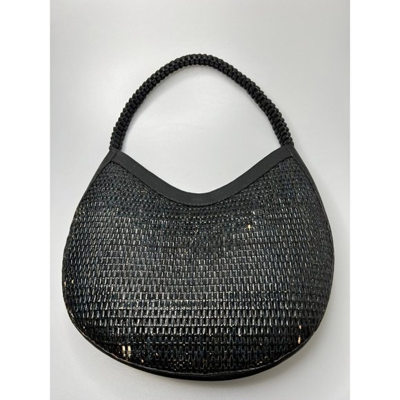 Nancy Gonzalez Spring 2021 Large Bogota Wicker & Leather Hobo Bag Black $1,950 - Picture 3 of 6